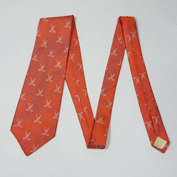 Tommy Bahamas Off Island Orange Mainsail Boat Sailing Tie Necktie Woven Silk - Picture 5 of 9